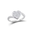 thumbnail image 1 of FB Jewels Sterling Silver Womens Round Pave-set Diamond Heart Cluster Ring 1/20 Cttw, 1 of 1