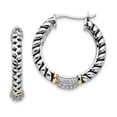 thumbnail image 1 of FB Jewels Sterling Silver w/14K Gold Diamond Hoop Earrings, 1 of 3