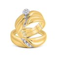 thumbnail image 1 of FB Jewels Yellow-tone Sterling Silver His Hers Round Diamond Cluster Matching Bridal Wedding Ring Band Set 1/5 Cttw, 1 of 1