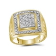 thumbnail image 1 of FB Jewels Yellow-tone Sterling Silver Mens Round Diamond Square Frame Cluster Ring 1/10 Cttw Size 8, 1 of 2