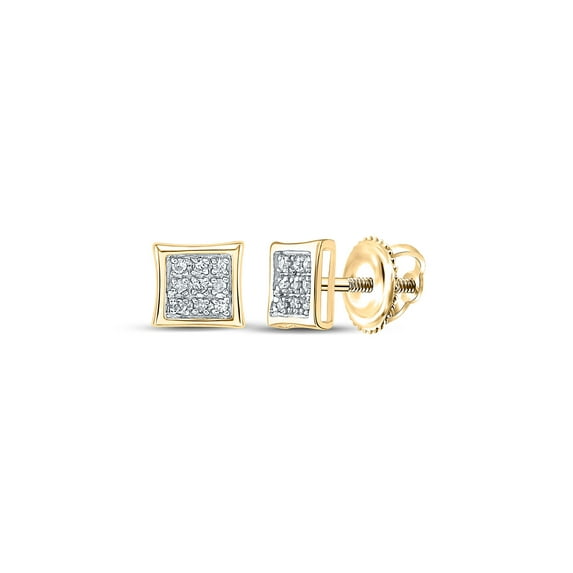 FB Jewels Yellow-tone Sterling Silver Unisex Round Diamond Kite Square Earrings 1/20 Cttw