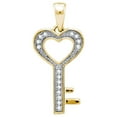 thumbnail image 1 of FB Jewels Yellow-tone Sterling Silver Womens Round Diamond Key Love Pendant 1/20 Cttw, 1 of 1