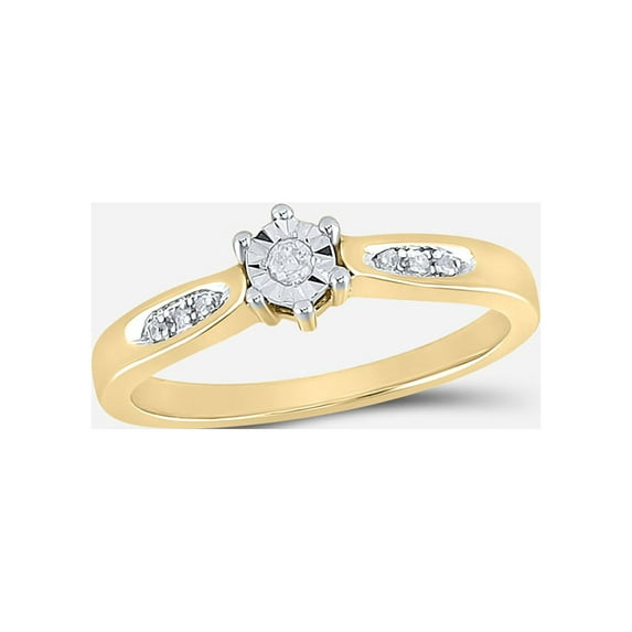 FB Jewels Yellow-tone Sterling Silver Womens Round Diamond Solitaire Bridal Wedding Engagement Ring