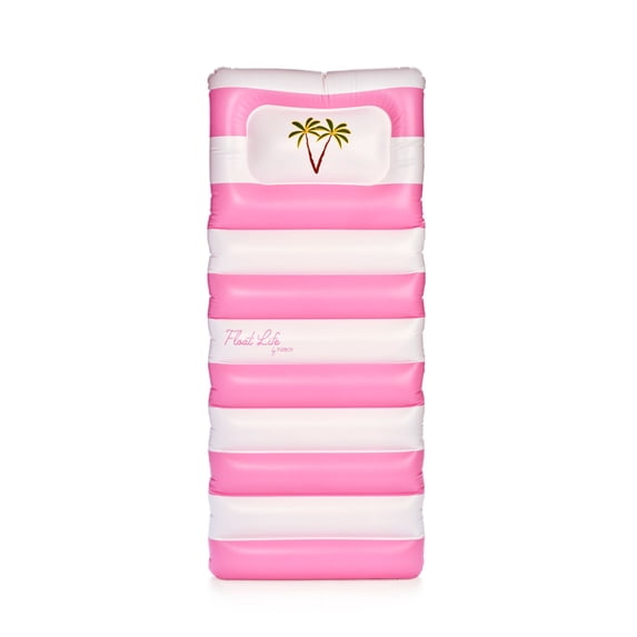 Float Life by FUNBOY Pink & White Striped Palm Pool Float Lounger, Oversized Design, Adults or kids Ages 8+