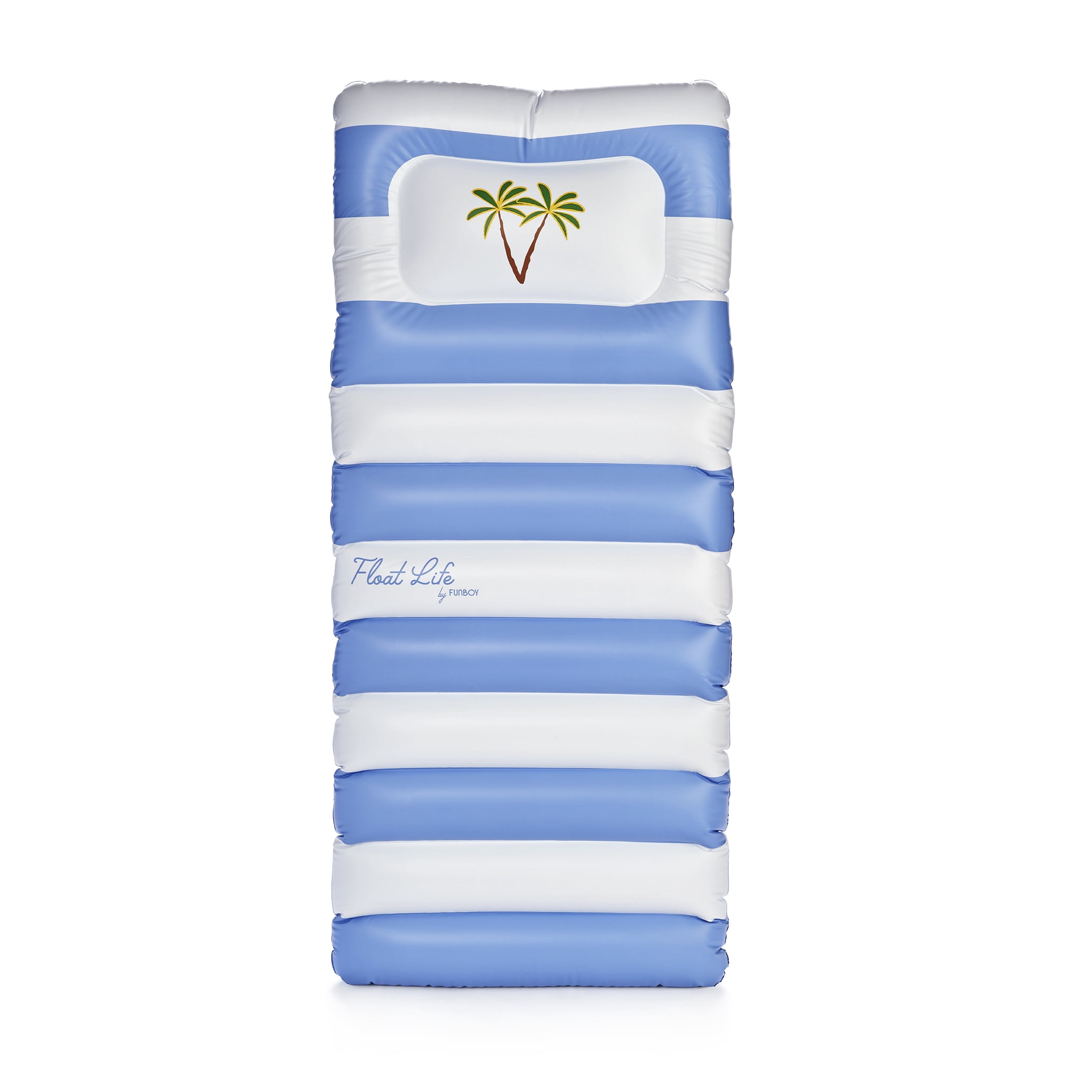 Float Life by FUNBOY Blue & White Striped Palm Pool Float Lounger, Oversized Design, Adults or kids Ages 8+
