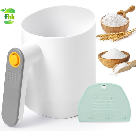 FBB Electric Flour Sifter, Battery Operated Flour Sifter for Baking with Dough Scraper, Ergonomical Handle Flour Sieve for Cooking, Pastry Baking, Easy to Clean