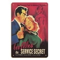 thumbnail image 1 of FBI Girl (Les Filles du Service Secret) - Starring Cesar Romero and Audrey Trotter - Vintage French Film Noir Movie Poster c.1951 - 8 x 12 inch Vintage Wood Art Sign, 1 of 4