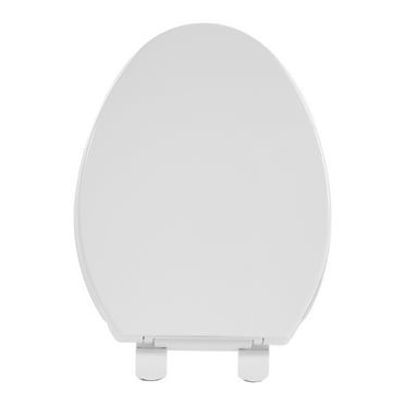 FBJ Oval Plastic Toilet Seat Soft Close in White, No Slam & Easy to Clean