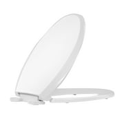 FBJ Slow Close Plastic Oval Toilet Seat, Easy to Install & Clean, White