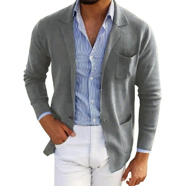 FBMDBB Cardigan for Men 2024 Men's Autumn Winter Casual Corduroy Slim Long Sleeve Coat Suit Jacket Top Loose Casual Blouse