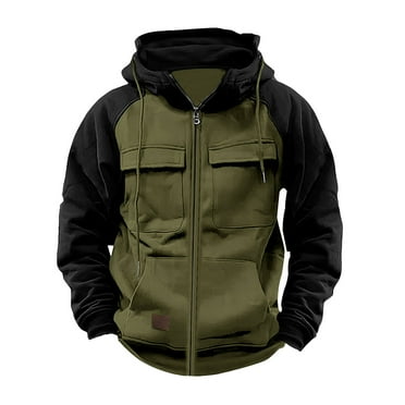 FBMDBB Cargo Fall Hoodies for Men Zip Pocket Hooded Sweatshirt Drawstring Casual Loose Fit Hoodie Pullover Tops Large Sweatshirts for Men