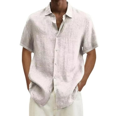 FBMDBB Casual Shirts for Men, Men's Cotton Linen Casual Shirts Button Down Shirt Short Sleeve MenLoose Dress Shirts