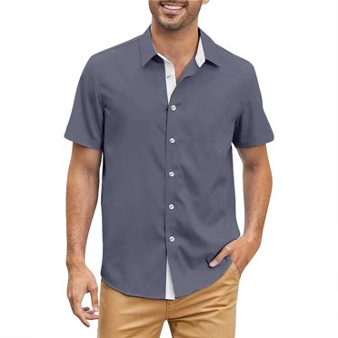 FBMDBB Dress Shirts for Men Men's Button Down Shirts Short Sleeve Casual Shirts Summer Beach Shirts Vacation Wedding Shirts