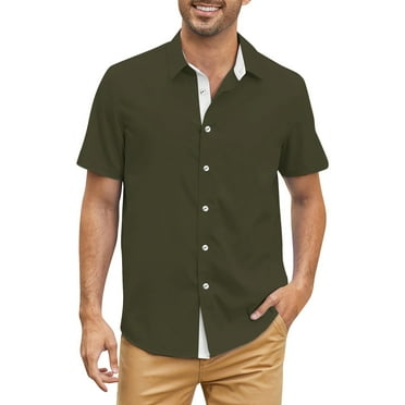 FBMDBB Dress Shirts for Men Men's Button Down Shirts Short Sleeve Casual Shirts Summer Beach Shirts Vacation Wedding Shirts