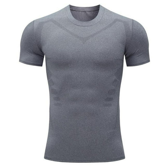 FBMDBB Men Compression Shirts Men Short Sleeve Base Layer Undershirt Gear Workout T Shirt Thin Tee Shirts Men Dark Tee