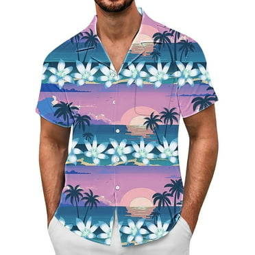 FBMDBB Men Hawaiian Shirt Men's Short Sleeve Shirts Casual Lightweight Button Down Shirts Vacation Beach Summer Tops