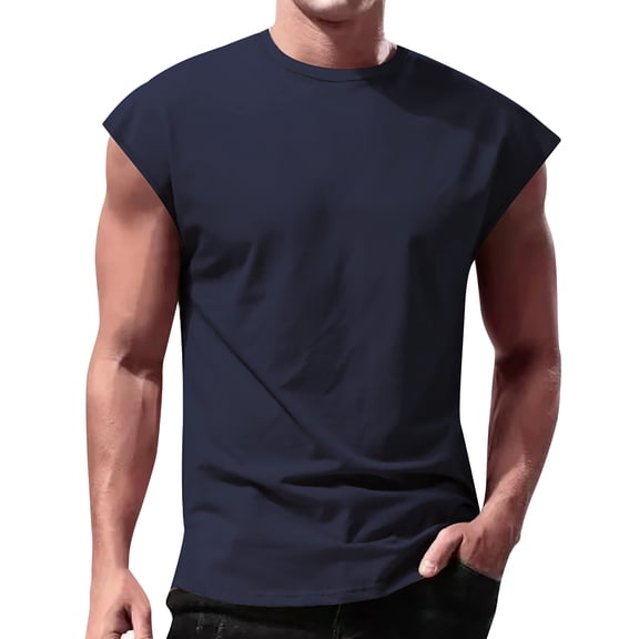 FBMDBB Men'S Breathable Sleeveless T Shirt Tops Slim Fashion Summer Round Neck Short Sleeve Spandex Shirts for Men Tall Mens Shirt