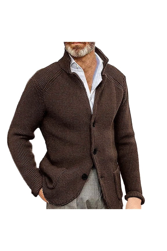 FBMDBB Men's Cardigan Sweater Cable Knit V Neck Button up Sweaters Ribbed Cardigan Sweater with Pockets Winter Clothing