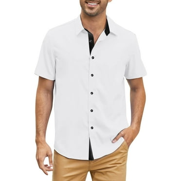 FBMDBB Men's Cuban Guayabera Dress Shirt Short Sleeve Button Down Shirts Casual Summer Beach Shirts 2024 Fashion Tops