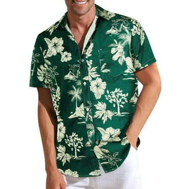 FBMDBB Mens Shirts Short Sleeve Button Down Shirts Cotton Summer Beach Cuban Shirts Vacation Hawaiian Shirts 2024 Fashion Tops