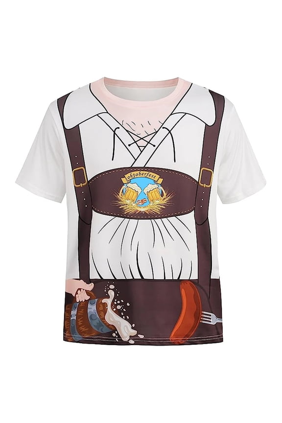 Oktoberfest Bavarian T Shirt Lederhosen 3D Graphic for Men's Adults' Carnival Oktoberfest 3D Print Party Casual Daily T Shirt
