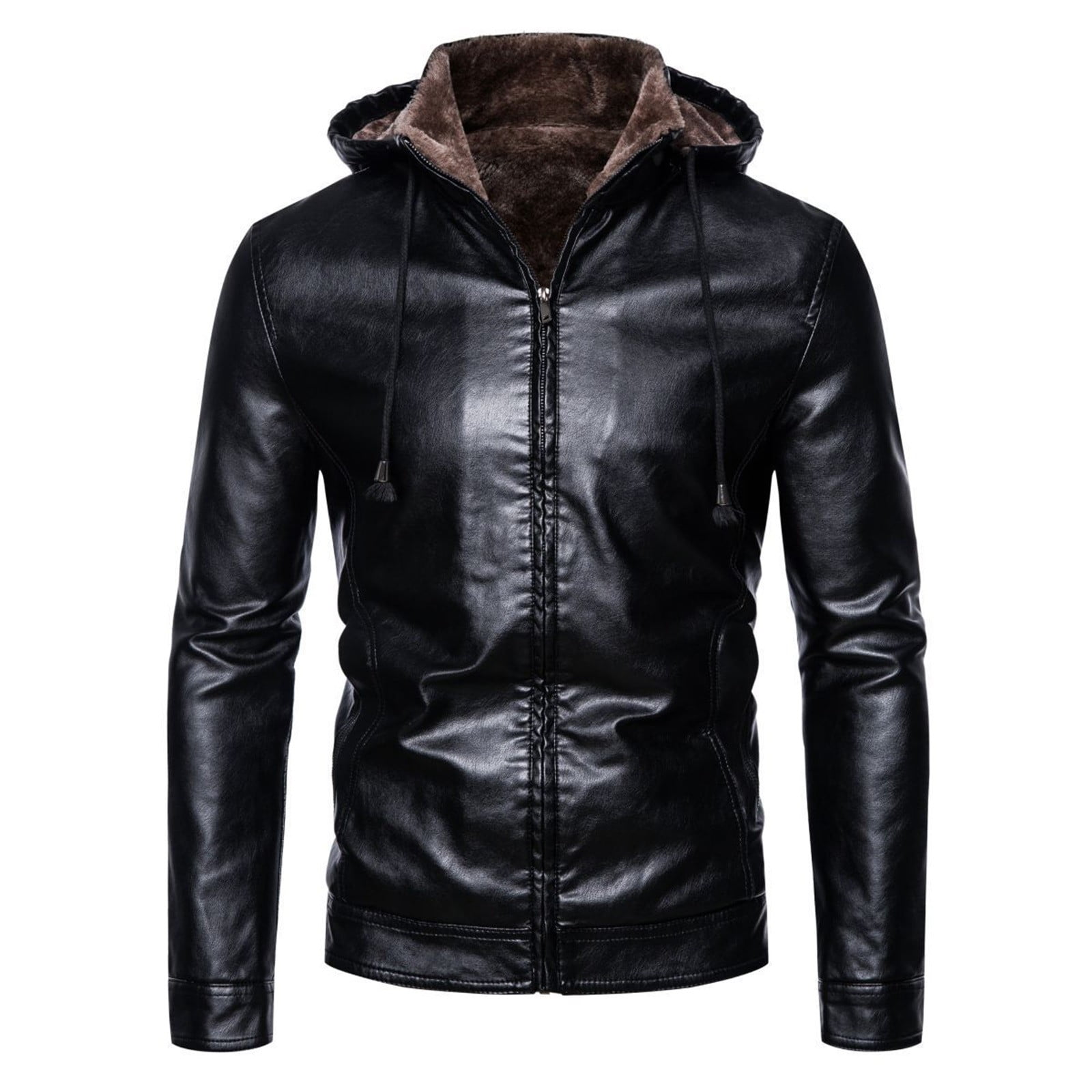 YFWOKSL CSCDD Autumn Winter Fleece Men's Motorcycle Leather