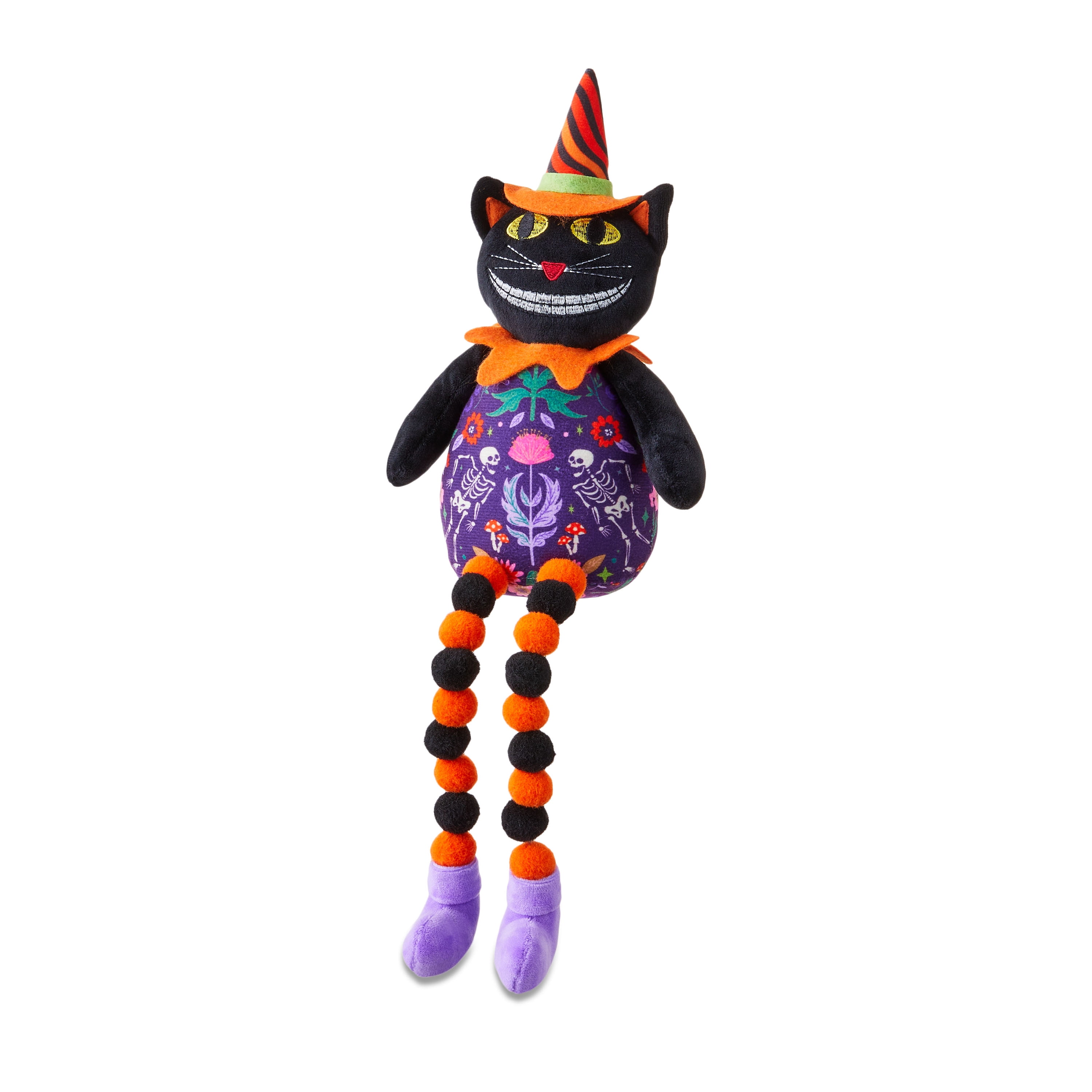 Plush Vintage Grinning Cat Tabletop Decor, Multicolor, 18", Halloween by Way To Celebrate