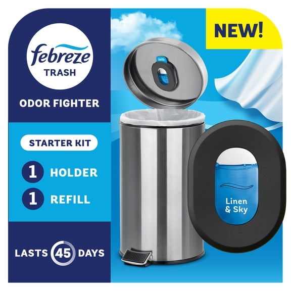 Febreze Trash Odor Fighter, Linen & Sky Scent, 1 Holder   1 Refill