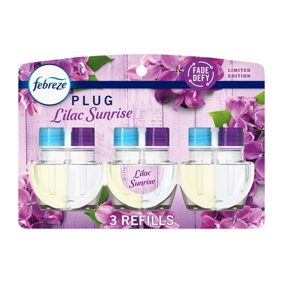 Febreze Plug In Air Freshener Scented Oil Refill Lilac Sunrise, 3ct
