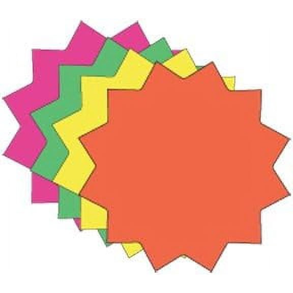 FBS300 Fluorescent Star Burst Price Blank Cards "Neon Star" Pack of 100 25 Each Color 4 Sizes to Choose from 10pt Card Stock (3" inch) Supermarket - Grocery Business Store Signs