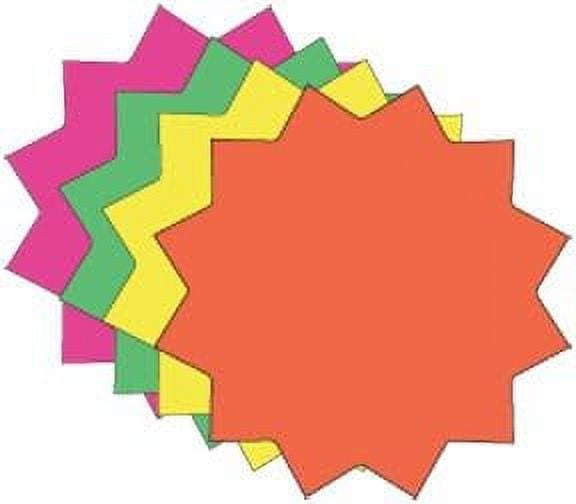 FBS500 Fluorescent Star Burst Price Blank Cards "Neon Star" Pack of 100 25 Each Color 4 Sizes to Choose from 10pt Card Stock (5 1/2" inch) Supermarket - Grocery Business Store Signs