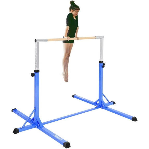 FBSPORT Gymnastics Trainning Bar Expandable Horizontal Bar Adjustable Height Fitness Equipment for Home/Floor/Practice/Gymnastics/Training/Parkour, Blue