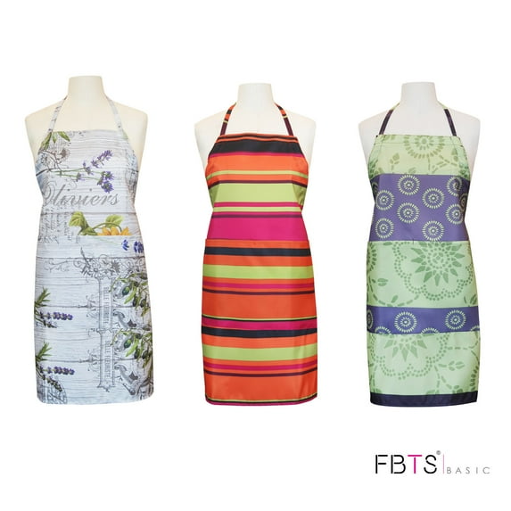 FBTS Basic Aprons, 3 Pack, Adjustable Height with Two Front Pockets For Women and Men, Water Resistant