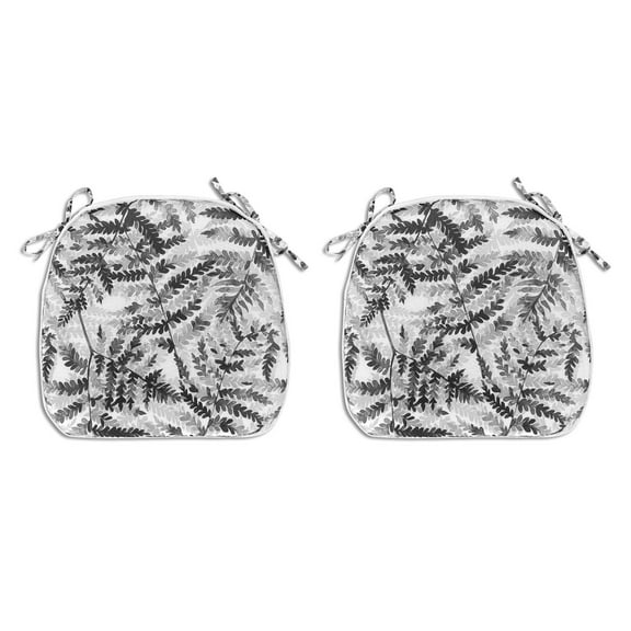 FBTS Prime 16x17 inch All-Weather Black Leaves Outdoor Seat Pads, Pack of 2