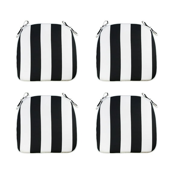 FBTS Prime 16x17 inch All-Weather Black Stripe Outdoor Seat Pads, Pack of 4