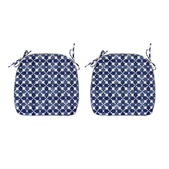 FBTS Prime 16x17 inch All-Weather Blue Geometric Outdoor Seat Pads, Pack of 2