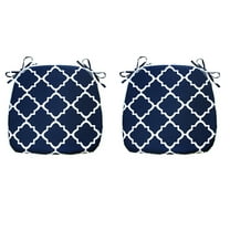 FBTS Prime 16x17 inch All-Weather Blue Geometric Outdoor Seat Pads, Pack of 2
