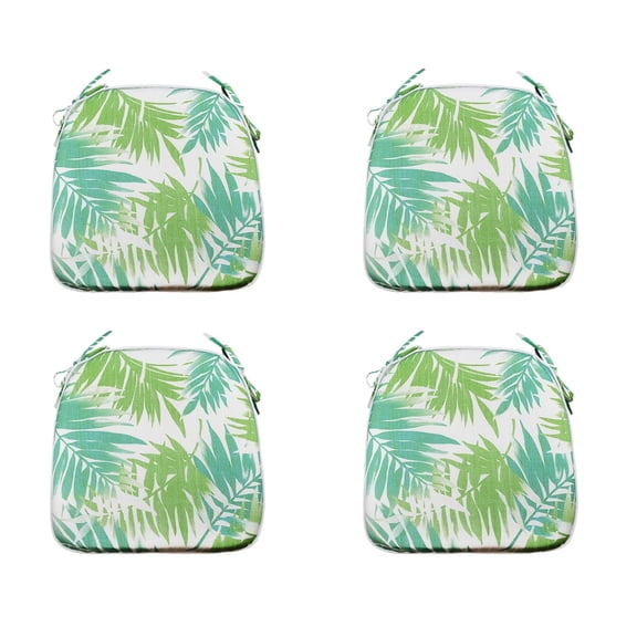 FBTS Prime 16x17 inch All-Weather Green Leaves Outdoor Seat Pads, Pack of 4