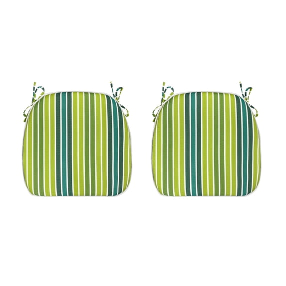 FBTS Prime 16x17 inch All-Weather Green Stripe Outdoor Seat Pads, Pack of 2
