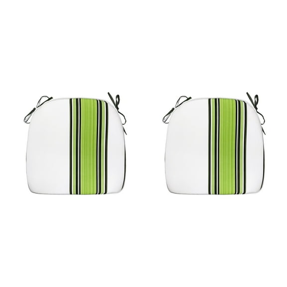FBTS Prime 16x17 inch All-Weather Green Stripe Outdoor Seat Pads, Pack of 2
