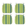 thumbnail image 1 of FBTS Prime 16x17 inch All-Weather Green Stripe Outdoor Seat Pads, Pack of 4, 1 of 7