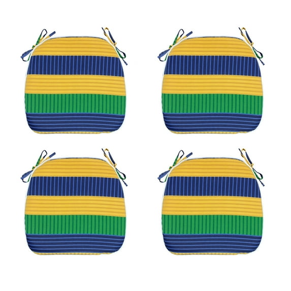 FBTS Prime 16x17 inch All-Weather Multi-color Stripe Outdoor Seat Pads, Pack of 4
