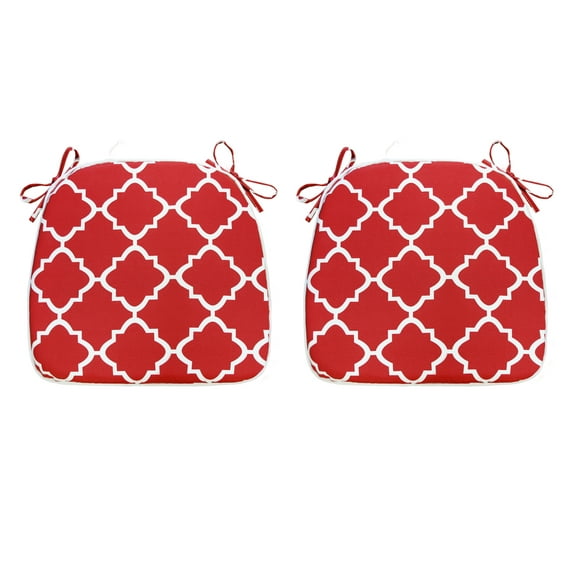 FBTS Prime 16x17 inch All-Weather Red Geometric Outdoor Seat Pads, Pack of 2