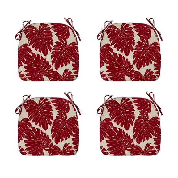 FBTS Prime 16x17 inch All-Weather Red Leaves Outdoor Seat Pads, Pack of 4