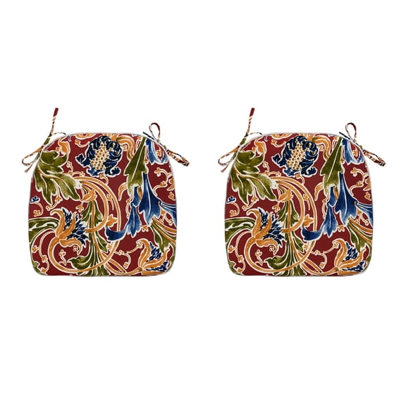FBTS Prime 16x17 inch All-Weather Red Paisley Outdoor Seat Pads, Pack of 2