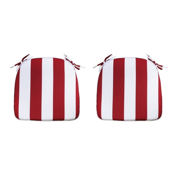 FBTS Prime 16x17 inch All-Weather Red Stripe Outdoor Seat Pads, Pack of 2