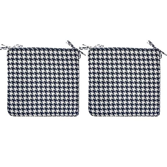 FBTS Prime 18x18 inch All-Weather Blue Houndstooth Outdoor Seat Pads, Pack of 2