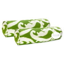 FBTS Prime 2 Pcs 20x6 inch Round Green Paisley Indoor Outdoor Bolster Pillows with Inserts