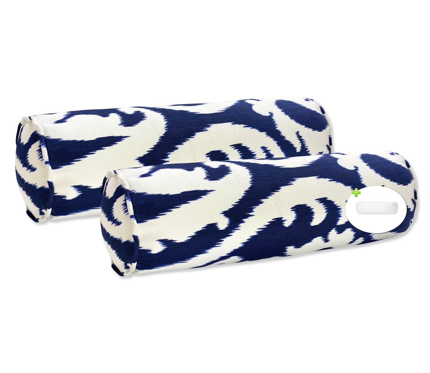 FBTS Prime 2 Pcs 20x6 inch Round Navy Blue Paisley Indoor Outdoor Bolster Pillows with Inserts