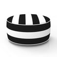 thumbnail image 1 of FBTS Prime 21x21x9 inch Round Black Striped Fabric Indoor Outdoor Inflatable Ottomans with Insert, 1 of 8